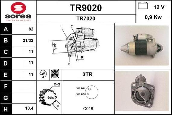 SNRA TR9020 - Стартер autosila-amz.com