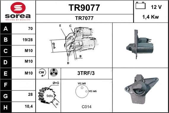 SNRA TR9077 - Стартер autosila-amz.com