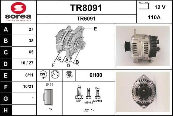 SNRA TR8091 - Генератор autosila-amz.com