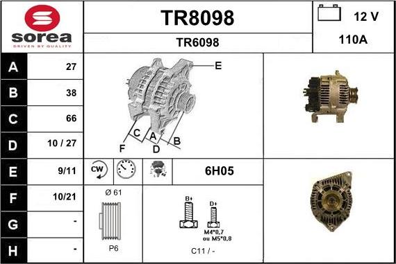 SNRA TR8098 - Генератор autosila-amz.com