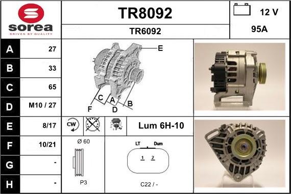 SNRA TR8092 - Генератор autosila-amz.com