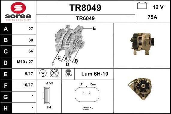 SNRA TR8049 - Генератор autosila-amz.com