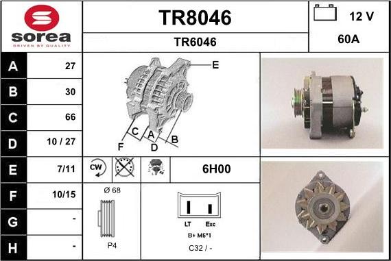 SNRA TR8046 - Генератор autosila-amz.com
