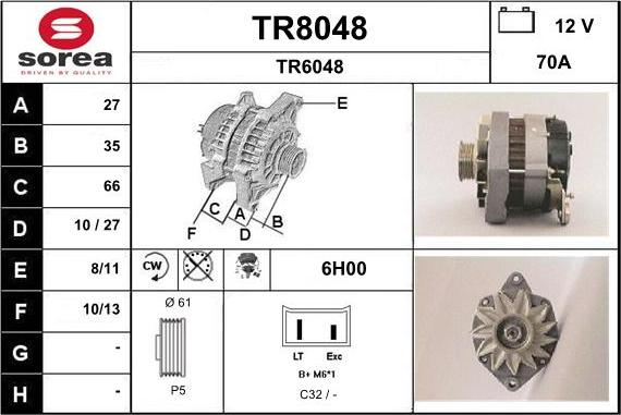 SNRA TR8048 - Генератор autosila-amz.com