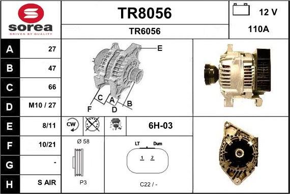 SNRA TR8056 - Генератор autosila-amz.com