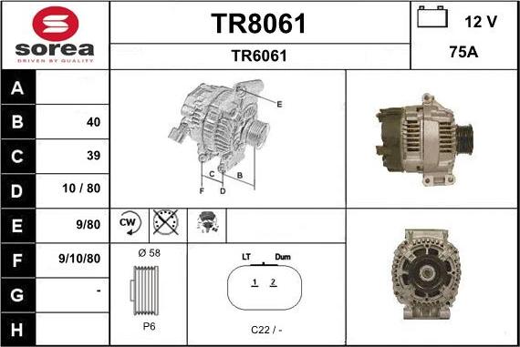 SNRA TR8061 - Генератор autosila-amz.com