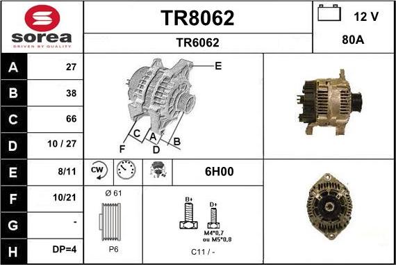 SNRA TR8062 - Генератор autosila-amz.com