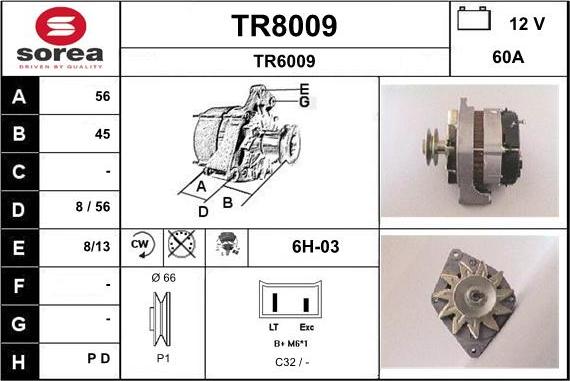SNRA TR8009 - Генератор autosila-amz.com