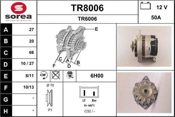 SNRA TR8006 - Генератор autosila-amz.com