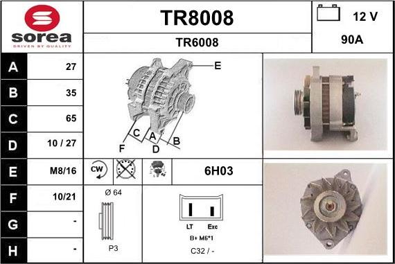 SNRA TR8008 - Генератор autosila-amz.com