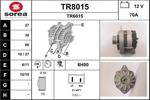 SNRA TR8015 - Генератор autosila-amz.com