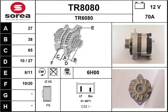 SNRA TR8080 - Генератор autosila-amz.com