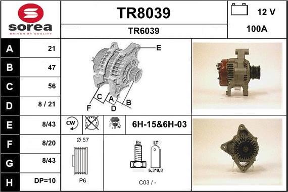 SNRA TR8039 - Генератор autosila-amz.com