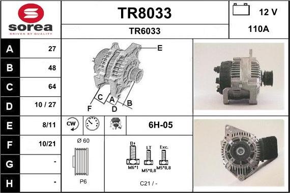 SNRA TR8033 - Генератор autosila-amz.com