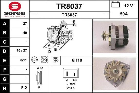 SNRA TR8037 - Генератор autosila-amz.com