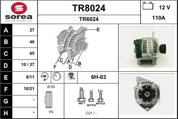 SNRA TR8024 - Генератор autosila-amz.com