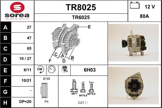 SNRA TR8025 - Генератор autosila-amz.com