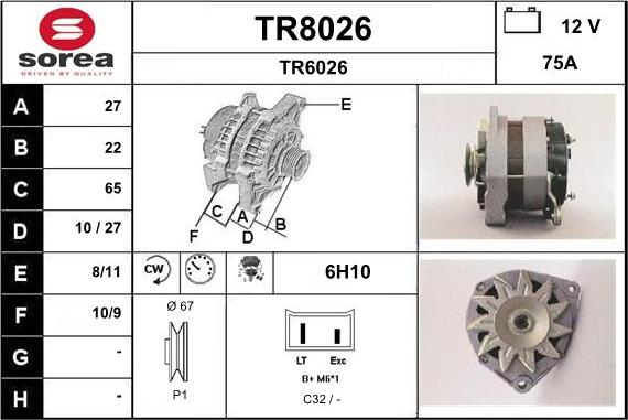 SNRA TR8026 - Генератор autosila-amz.com