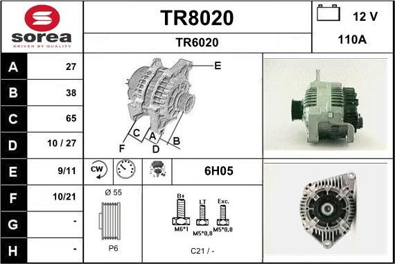 SNRA TR8020 - Генератор autosila-amz.com
