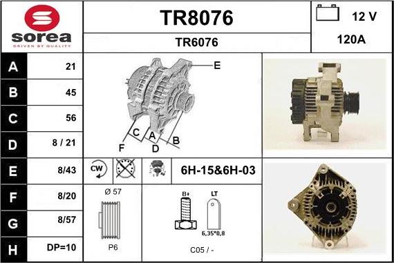 SNRA TR8076 - Генератор autosila-amz.com