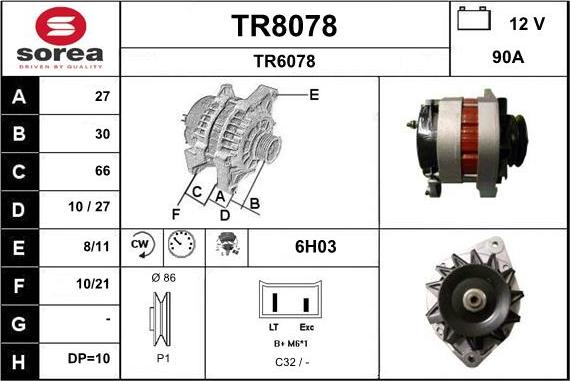 SNRA TR8078 - Генератор autosila-amz.com