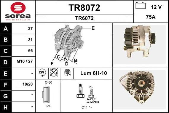 SNRA TR8072 - Генератор autosila-amz.com