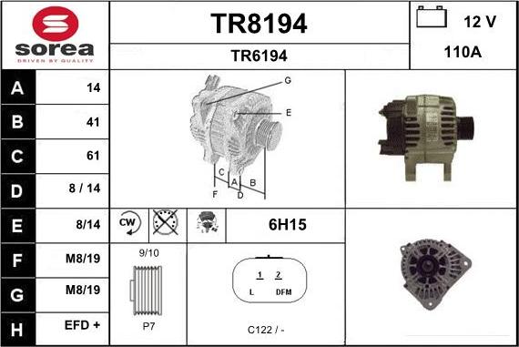 SNRA TR8194 - Генератор autosila-amz.com