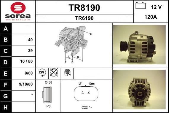 SNRA TR8190 - Генератор autosila-amz.com