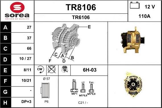 SNRA TR8106 - Генератор autosila-amz.com