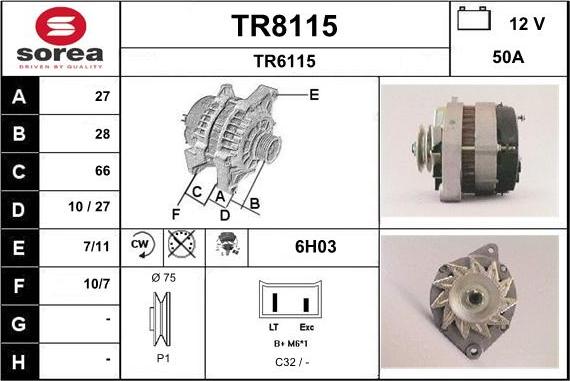 SNRA TR8115 - Генератор autosila-amz.com