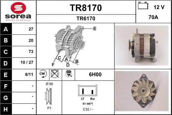 SNRA TR8170 - Генератор autosila-amz.com