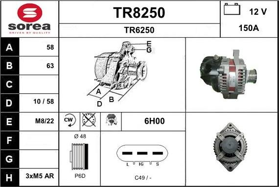 SNRA TR8250 - Генератор autosila-amz.com