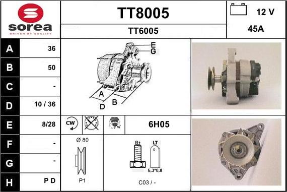 SNRA TT8005 - Генератор autosila-amz.com