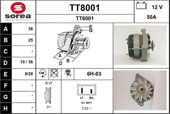 SNRA TT8001 - Генератор autosila-amz.com