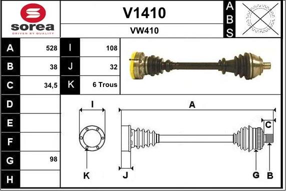 SNRA V1410 - Приводной вал autosila-amz.com