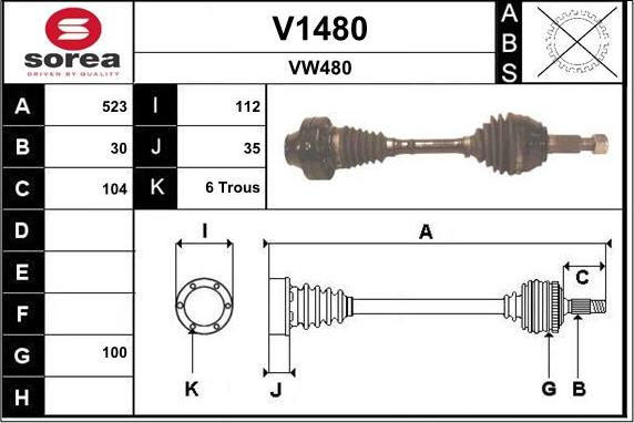 SNRA V1480 - Приводной вал autosila-amz.com