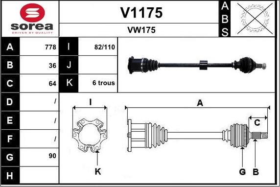 SNRA V1175 - Приводной вал autosila-amz.com