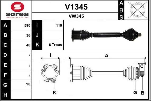 SNRA V1345 - Приводной вал autosila-amz.com
