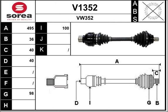 SNRA V1352 - Приводной вал autosila-amz.com