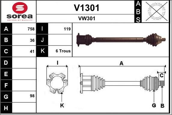 SNRA V1301 - Приводной вал autosila-amz.com