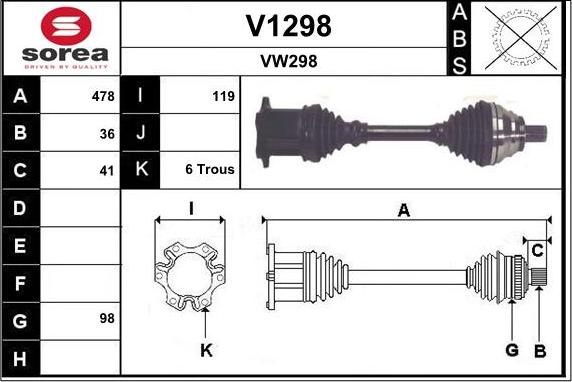 SNRA V1298 - Приводной вал autosila-amz.com