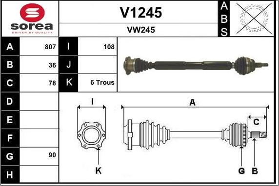 SNRA V1245 - Приводной вал autosila-amz.com