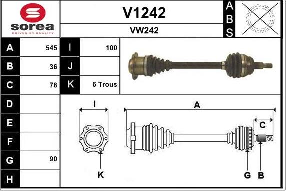 SNRA V1242 - Приводной вал autosila-amz.com