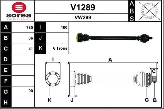 SNRA V1289 - Приводной вал autosila-amz.com