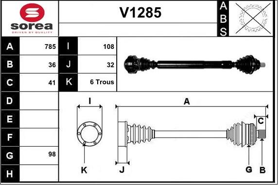 SNRA V1285 - Приводной вал autosila-amz.com