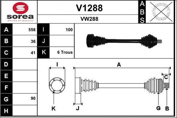 SNRA V1288 - Приводной вал autosila-amz.com