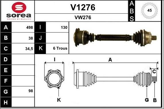 SNRA V1276 - Приводной вал autosila-amz.com
