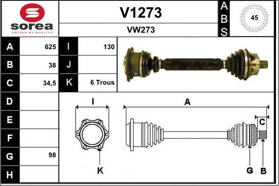 SNRA V1273 - Приводной вал autosila-amz.com