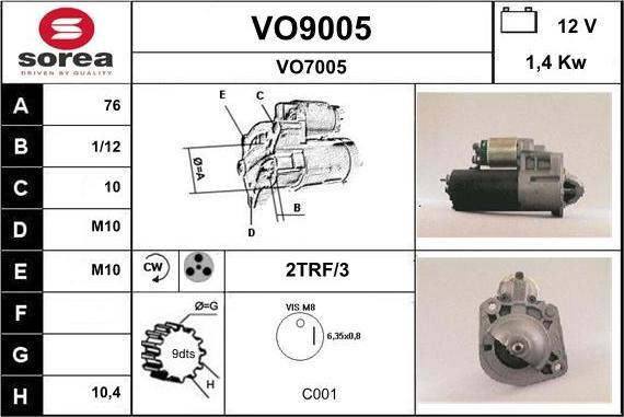 SNRA VO9005 - Стартер autosila-amz.com