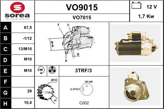 SNRA VO9015 - Стартер autosila-amz.com